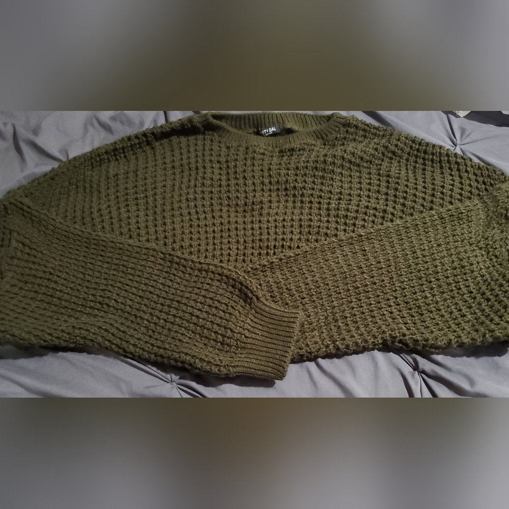 Nasty Gal Emerald Green Knit crop sweater